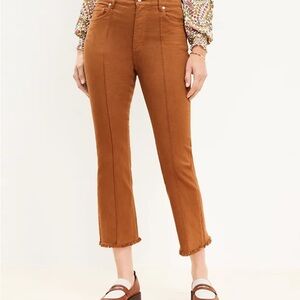 Loft Pintucked Frayed Kick Crop Jeans
